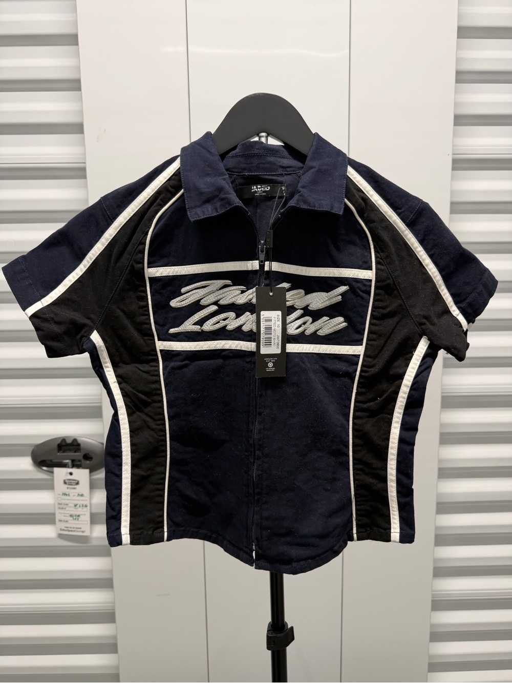 Navy & Black Zip-Up Polo Top by Jaded London